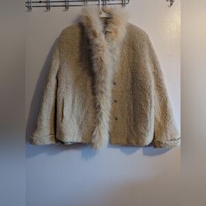 Faux Fur Trimmed Cream Jacket
